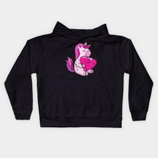 Retro Vintage Grunge Valentine's Day Unicorn Kids Hoodie